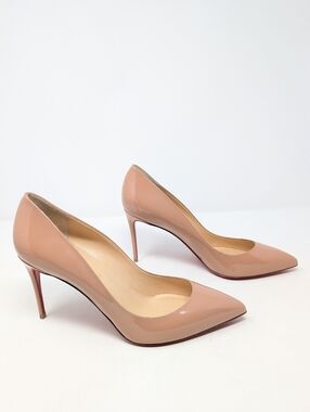 Christian Louboutin Pigalle 85 Nude Tan Patent Leather Pumps Size 40.5